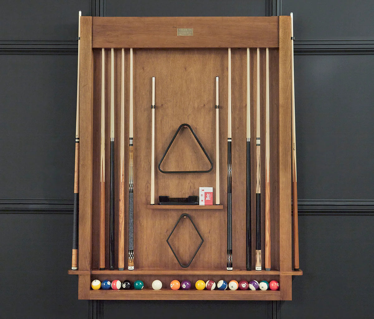 American Heritage "Alta" Wall Mounted Cue Rack in Brushed Walnut