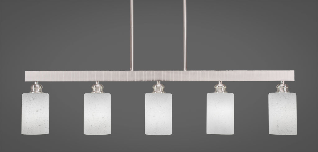 Toltec Edge Brushed Nickel 5 Lights White Muslin 1185-BN-310