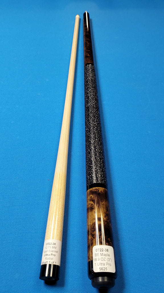 JACOBY Ebonized Birdseye Maple "BROWN"  Wrapless Pool Cue