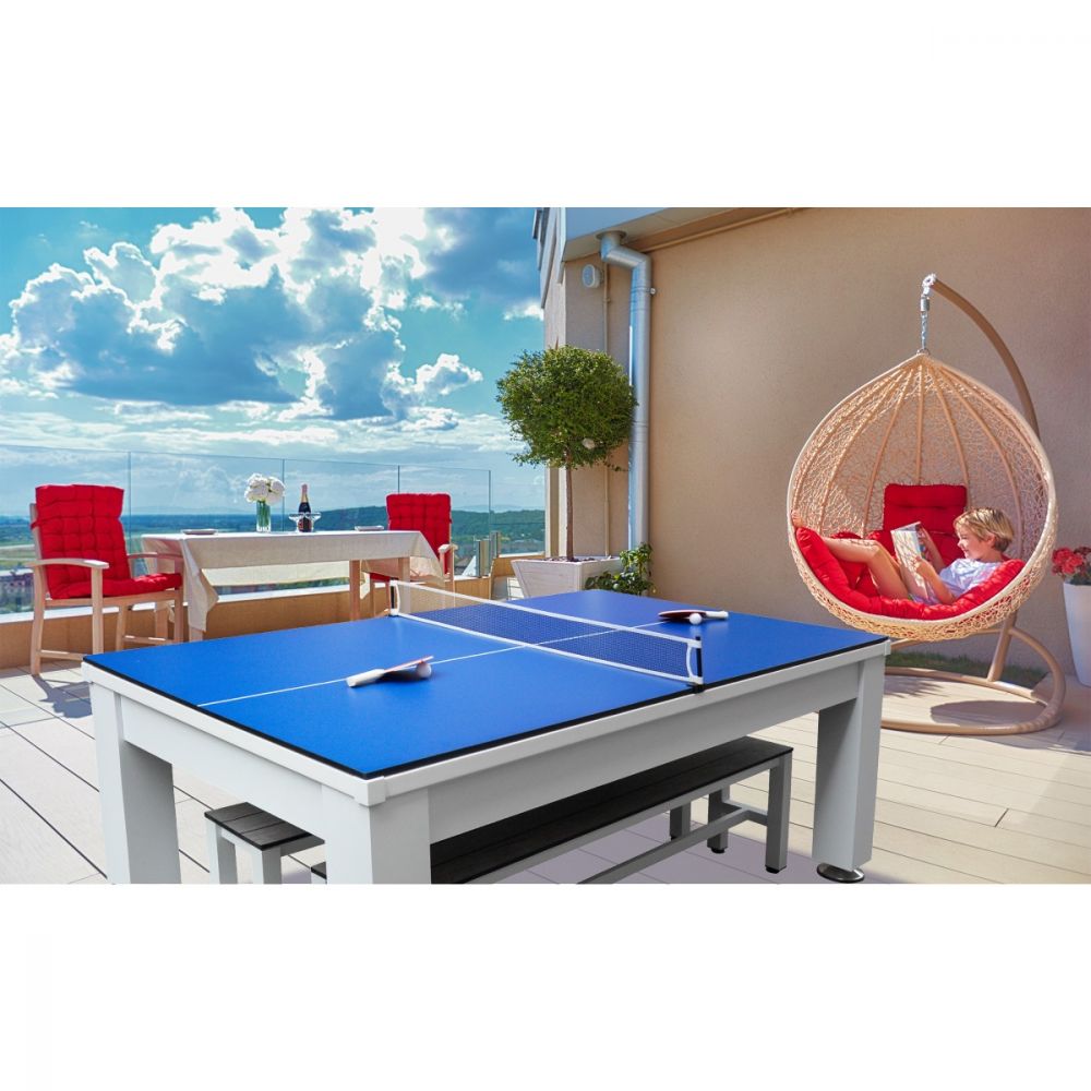 Pool table with dining top and ping sales pong top