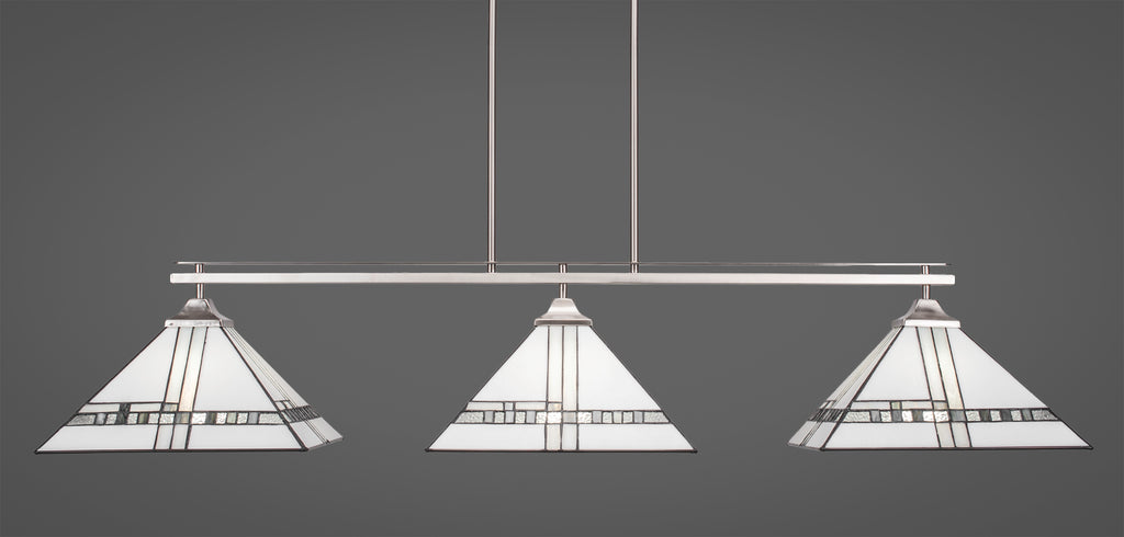 Toltec Odyssey Brushed Nickel 3 Lights "NEW DECO" Art Glass 2643-BN-955