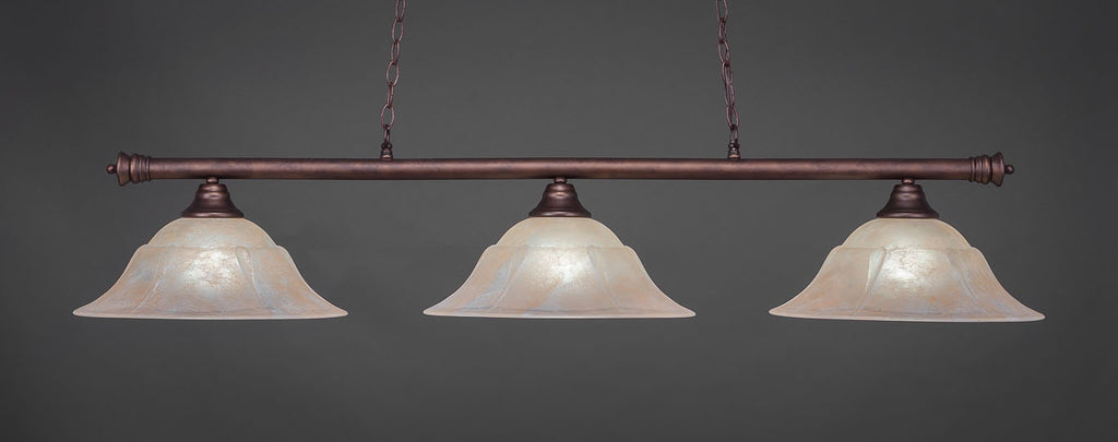 Toltec Oxford Bronze 3 Lights AMBER MARBLE Glass 373-BRZ-53613