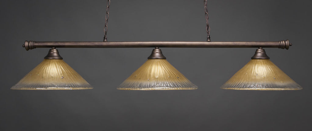 Toltec Oxford Bronze 3 Lights Amber Crystal 373-BRZ-710