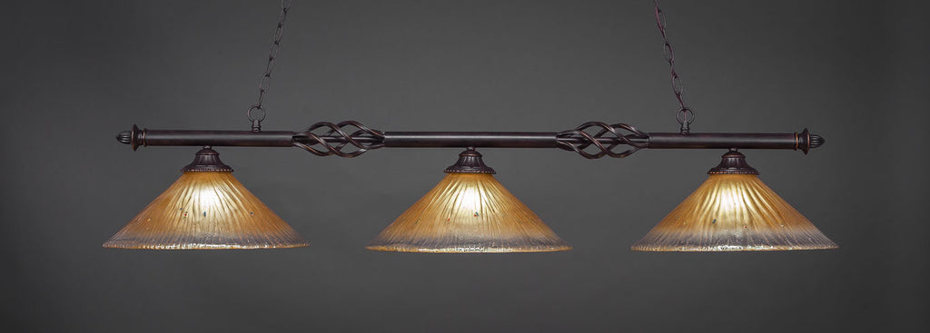 Toltec Eleganté Dark Granite 3 Lights Amber Crystal 863-DG-710
