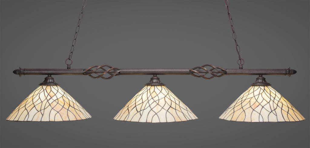 Toltec Eleganté Dark Granite 3 Lights Art Glass 863-DG-911
