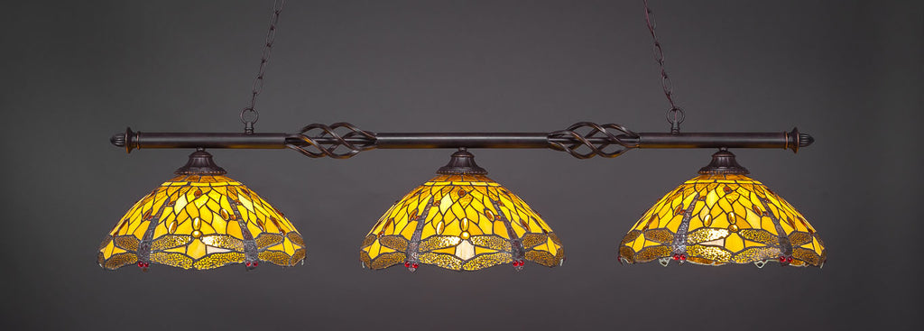 Toltec Eleganté Dark Granite 3 Lights Art Glass 863-DG-946
