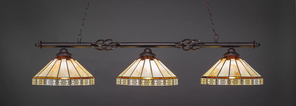 Toltec Eleganté Dark Granite 3 Lights Art Glass 863-DG-964