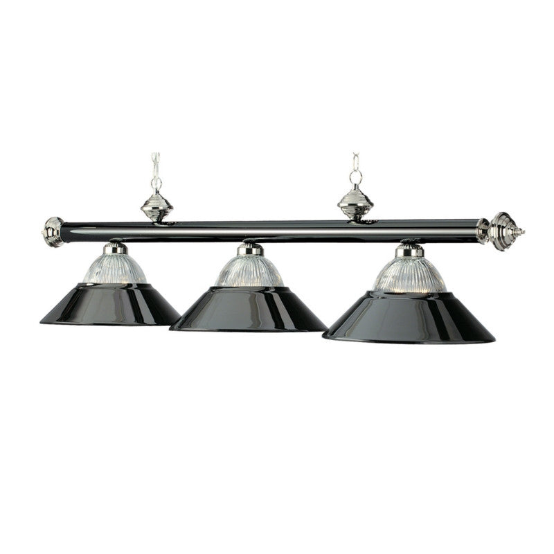 3 Light - 54" Billiard Light - Black Chrome on Chrome